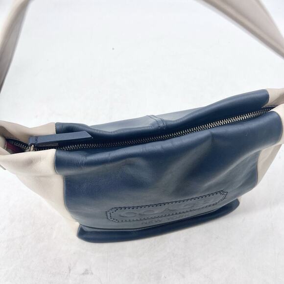 Coach Navy Blue / Ivory Leather Legacy Weekend Hobo Shoulder Bag Purse - Picture 9 of 14